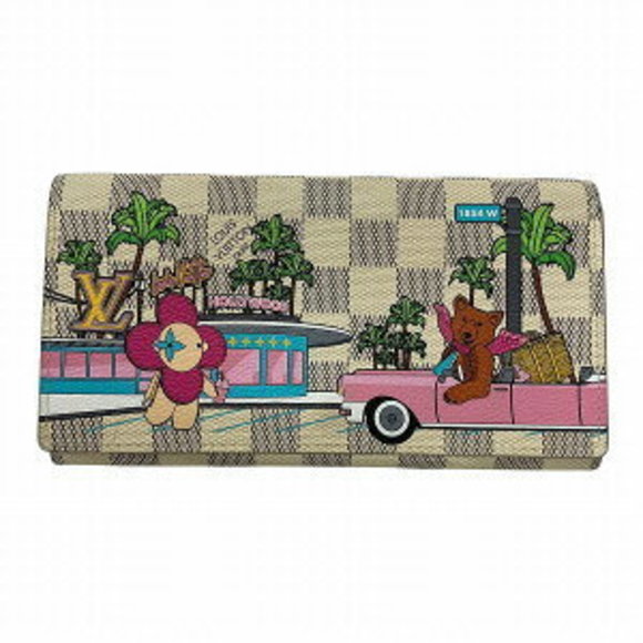 Louis Vuitton Sarah Vivienne Long White Wallet Portefeuille Azur Damier - Picture 1 of 8
